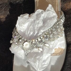 Baldan jewel thongs 39 8.5-9 silver shoes, chandelier style